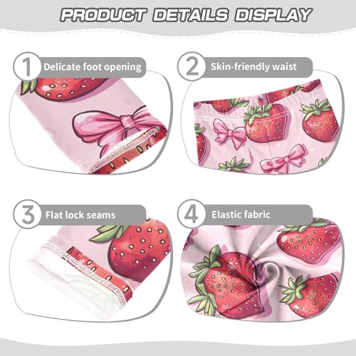 Hand Drawn Red Strawberry Girls Leggings Kids Yoga Pants Dance Active Tights 4T3