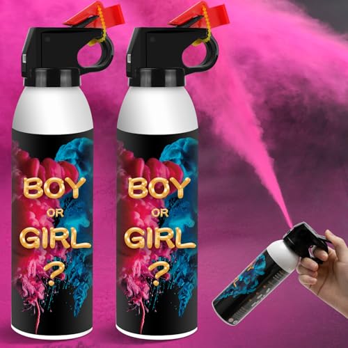 Image of Gender Reveal Fire Extinguisher 2 Pack, Gender Reveal Decor, Baby Girl Reveal Party Ideas 100% Biodegragable for Gender Reveal Decorations（Pink）