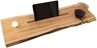 صينية حوض استحمام محمولة، رف حمام لحوض الاستحمام والحديقة، أرفف تخزين خشبية ريفية لحمام المزرعة والمرحاض، 100 × 30 × 5 سم، أبيض