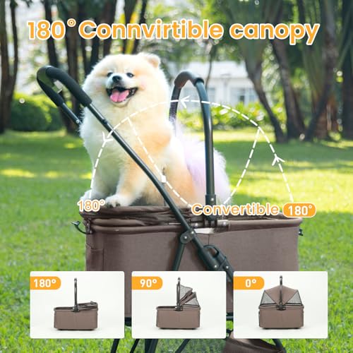 Carrinho de passeio para animais de estimação, 4 rodas para cães e gatos médios/pequenos, carrinho d