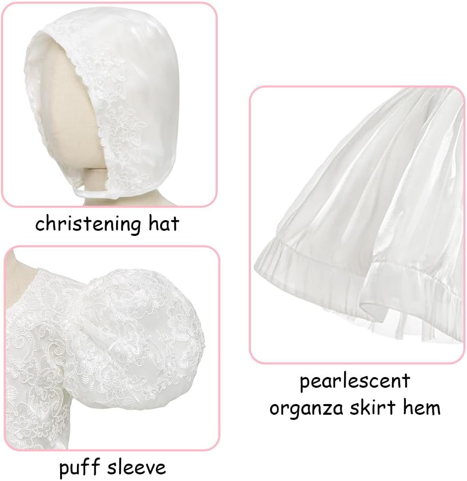 Baby Girls Pageant Dress Embroidered Lace Toddler Flower Dress Wedding Birthday Party Christening Baptism Gown with Bowknot - Image 5