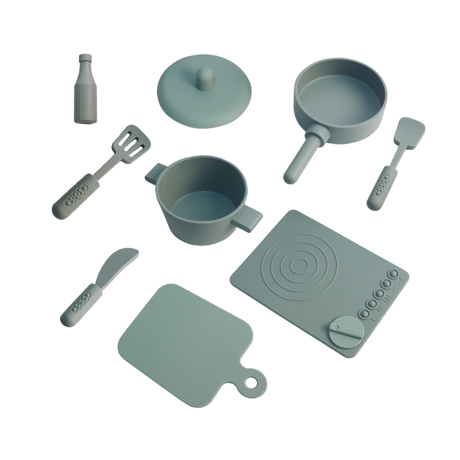 Silicone Kids Kitchen Accessories, Kids Pots and Pans Playset, Play Pots and Pans Sets for Kids Kitchen, Toy Pots and Pans for Kids Kitchen Set