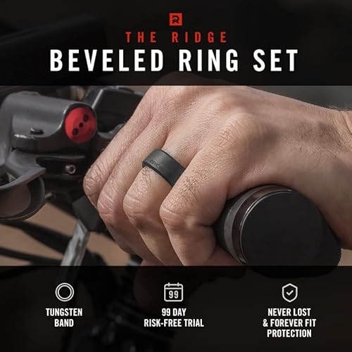 The Ridge Royal Black Beveled Ring Comfort Fit Wedding Band - 10.5 #TOP4
