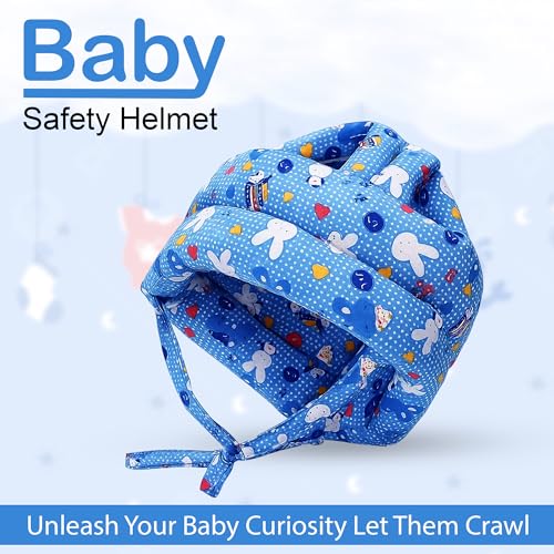 Image of GLUN Pack of 1 Baby Head Safety Cushing Helmet Blue Colour, 6-12 Months Cushion Lightweight & Breathable Head Protector Helmet, Crawling & Running for Infants, Soft Cushion Headguard
