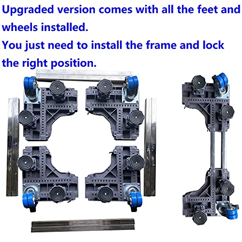Mini Fridge Stand Mobile Base With 4 Locking Refrigerator Wheels And 8 Strong Feet For Washer Dryer Washing Machine Stand Pedestal, Refrigerator Stand, Adjustable Appliance Dolly Square, Moving Roller - Thumbnail 4