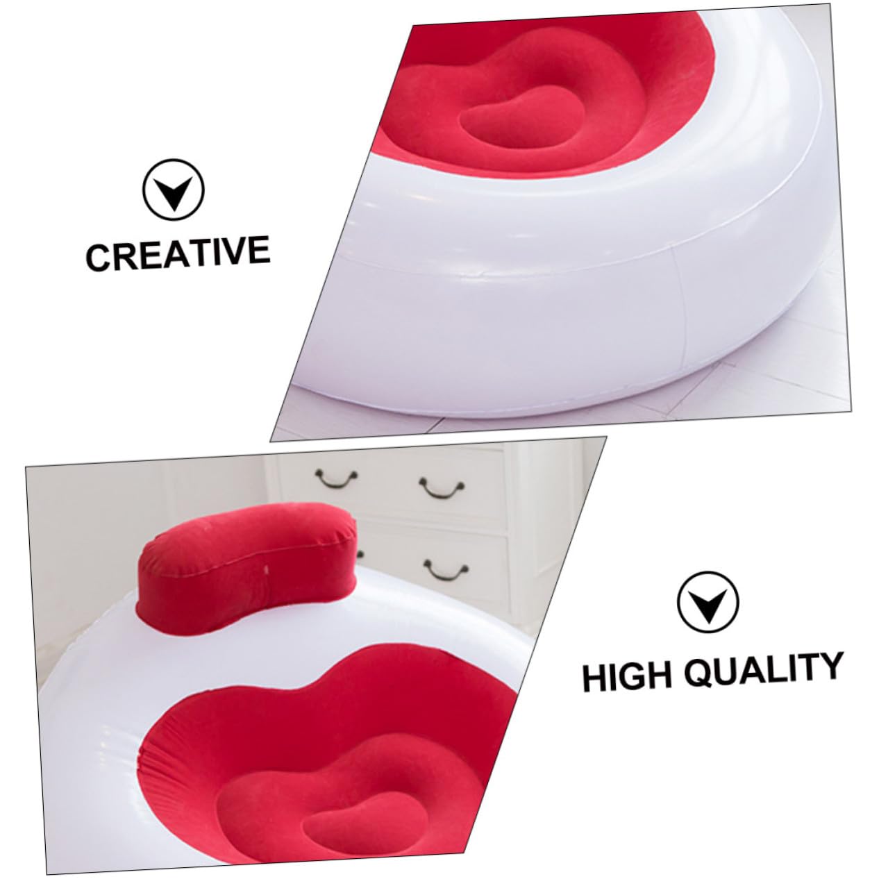 ORFOFE Sillón Inflable Portátil Rojo con Respaldo Plegable para Exteriores Ligero y Duradero para Camping Playa Festival y Parque