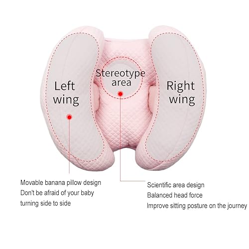 Miniatura 2 de Almohada de apoyo 2 en 1 para bebé, forma de plátano, almohada de viaje para el cuello, cojín de viaje para niños, niños pequeños, rosa