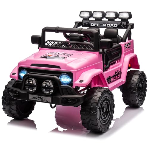 Voiture Électrique Enfant 12V – Quad Electrique Enfants avec Télécommande Parentale, 3 Vitesses, Musique, LED, Klaxon, sans Fil, 3-8 Ans, Rose