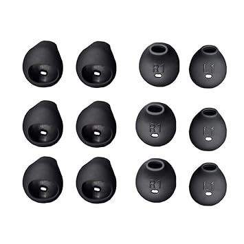 YTM 12 Pcs (6 Pair) for S6 Level Earbuds Black Earbuds for Level u Earbuds for,Level u Earbuds, Level u Earphone Tips Headphones Cushion
