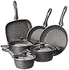 Tognana Mythos, Batteria di pentole e padelle, 9 pezzi con 3 casseruole, 2 padelle, 1 grill, 3 coperchi, Alluminio, Grigio