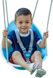 Swurfer Coconut Toddler Swing: Safe Outdoor Baby Swing with 3-Point Harness, Blister-Free Rope for Ages 6-36 Months
