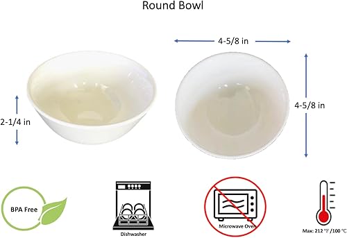 Miniatura 3 de Melamina Redondo Sopa Tazones de Arroz Set, 4.4 in (de) diámetro. X 2.5 in H (10 onzas), Blanco roto (24, 4.0 in (de) diámetro. X 2.5 in H (10