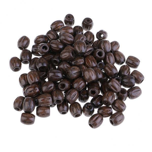 SNAPPSY 3x100 Pieces Carved Wooden Oval Beads Spacer Bead Jewelry Making Bracelet DIY-picture-9