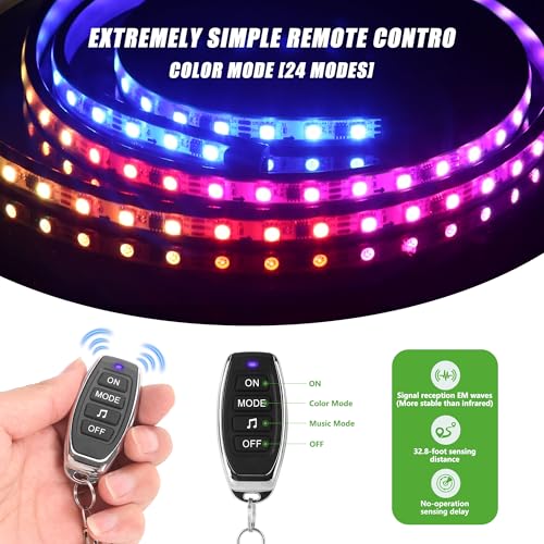 Image of 10L0L Golf Cart Underglow Light Kit with Canopy Lights, IP67 Waterproof, 24 Dream Color Modes Wireless Remote Music Sync, 12V-80V Wide Voltage Fit for Yamaha EZGO Club Car
