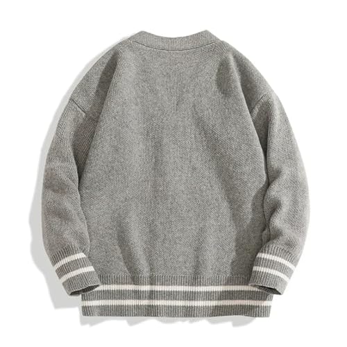 Men's Japanese Cardigan V-Neck Casual Loose Long-Sleeved Sweater3