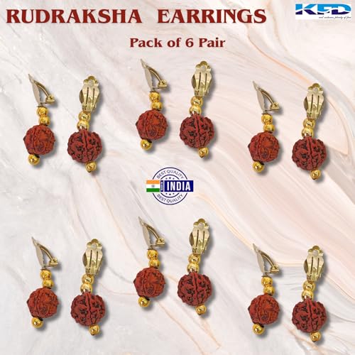 Image of kaku fancy dresses rudraksh Earrings for Mythological Character -Maroon, Free Size - 6 Pairs, for Unisex- Multi Color