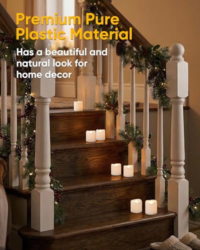 Image of 5plots 24-Pack Flameless Candles with Timer, Realistic 3D Flickering Votive Candles, 6H Timer Built-in, 150+Hour Battery Operated Tealights for Wedding, Festival, Indoors, Home Decor(White Base)
