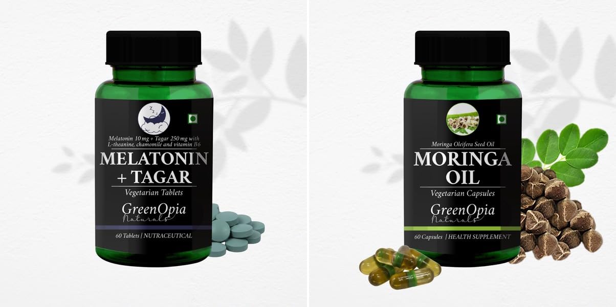 Melatonin 10mg With Tagar 250mg Tablets Moringa Seed Oil Wellness Daily Vitality 60 CAPSULES-image-46