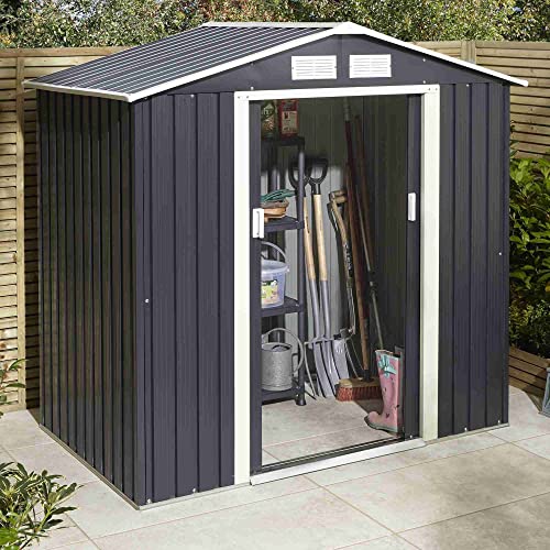 Image of Rowlinson Trentvale 6x4 Metal Apex Shed Dark Grey