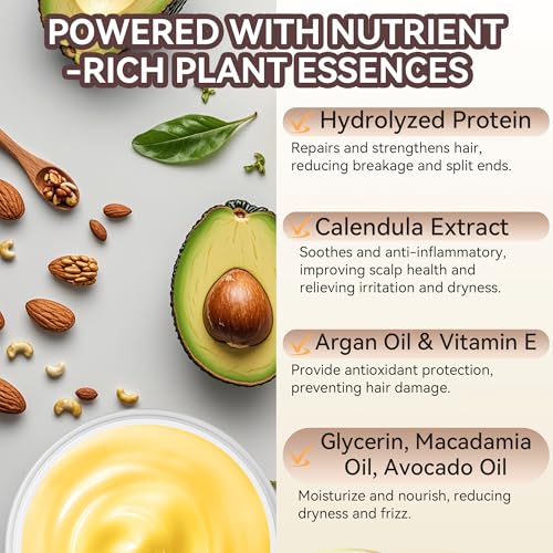 Collagen Hair Mask - Deep Conditioning, Hydrates, Repairs, Nourishes, Argan Oil Keratin Hair Treatment Conditioner, Salon Quality Hair Care for Dry Damaged Hair All Types 8.45 oz 250ml - Image 5