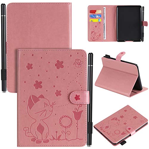 Smart Hülle für Kindle Paperwhite 1/2/3/4 Gen,Pu Leder Katze Biene Schutzhülle Case Cover mit Auto Schlaf/Wach Ständer Stift Halter