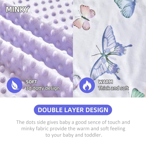 Image of Baby Nursery Bed Blankets Ultra Soft Double Layer Mini Blanket Minky Blanket Receiving Blankets Shower Gifts(30 inch*40 inch,Butterfly)