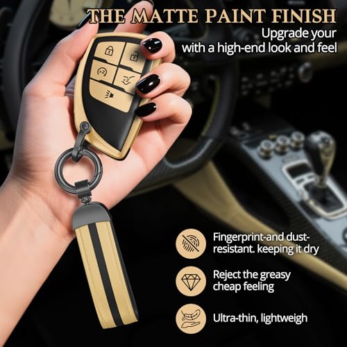 Image of For Chevy /GMC Key Fob Cover Accessories, Matte TPU Material, With a Cute Leather Keychain, for Silverado Sierra Tahoe Suburban Equinox Traverse Yukon Denali Terrain Acadia