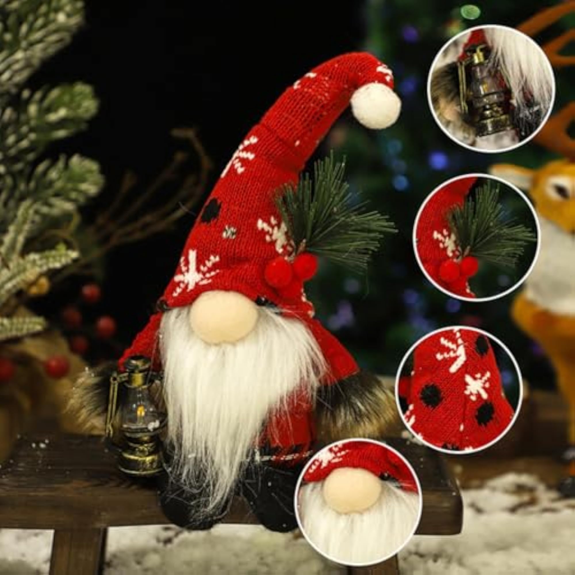 Gnome Doll Decoration with Lamp for Christmas Decor