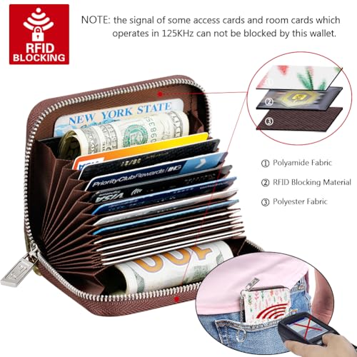 Image of FurArt Zipper Wallet Women, RFID Blocking Credit Card Wallet, Business Card Holder, Compact Size KeyChain Wallet, Tiny Branches, small