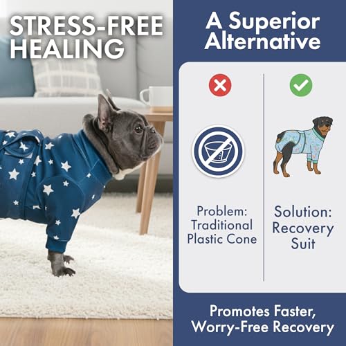 Image of Spark Paws Dog Recovery Suit - Surgical Onesie After Surgery, Male & Female | Full-Body & Belly Coverage Post Spay, Neuter or Abdominal Surgery - a Soft Cone Alternative. Breathable; Fits All Breeds