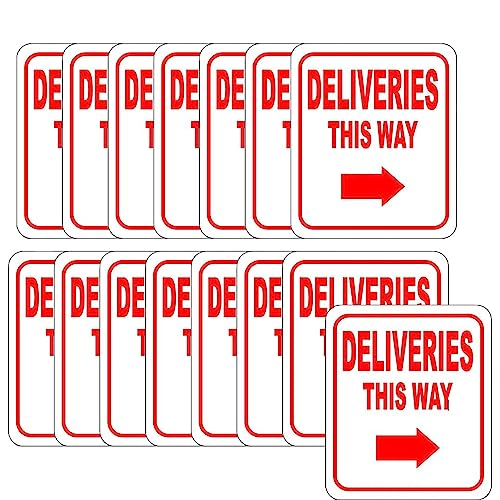 Image of CVANU Deliveries This Way Warning Safety Self-Adhesive Waterproof PVC Vinyl Sign Sticker Size (11.7inchX8.3inch) Pack of 15