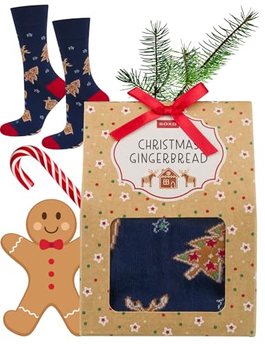 soxo Lebkuchen Weihnachten Socken Lustige Apfelkuchen Herren Geschenke Für Frauen 40-45 Gingerbread Herren