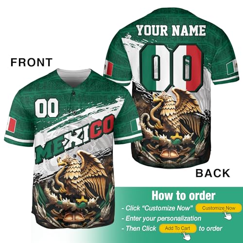 Custom Baseball Jersey, Mexico Baseball Jersey, Custom Mexico Jersey, Baseball Jersey for Men miniatura 3
