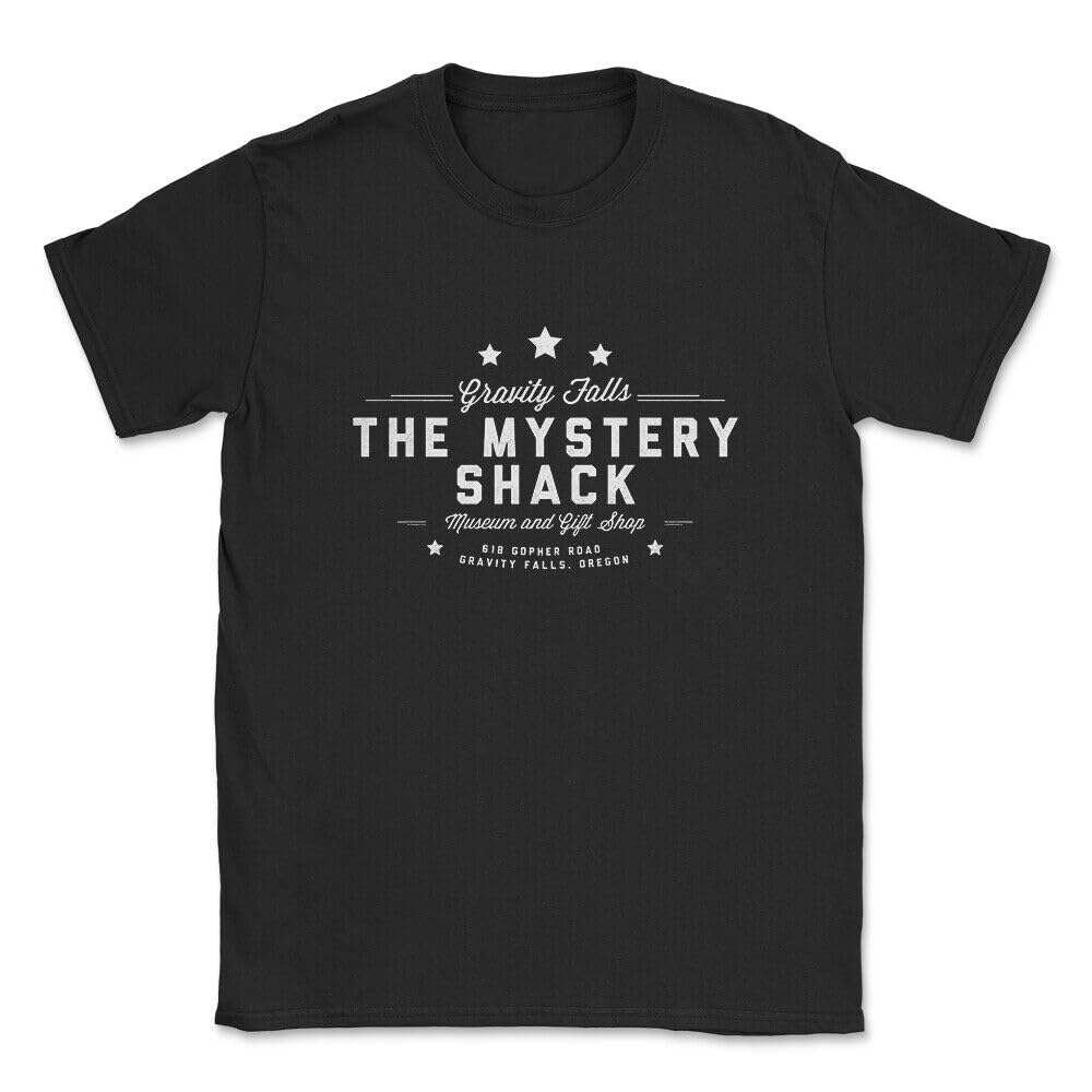 Afcurbu Men's Black Gravity Falls - The Mystery Shack T-Shirt Xl