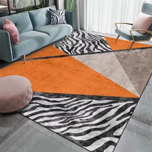 Tapis lavable en machine orange 140x180 pour chambre et salon propre