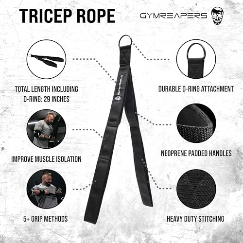 Gymreapers Tricep Rope Cable Attachment - Multi-Workout Tricep Pull Down Cable Attachment - Perfect Gym Cable attachments (3 Lengths Built in One) 3 Gymreapers Tricep Rope Cable Attachment - Multi-Workout Tricep Pull Down Cable Attachment - Perfect Gym Cable attachments (3 Lengths Built in One) - Image 3