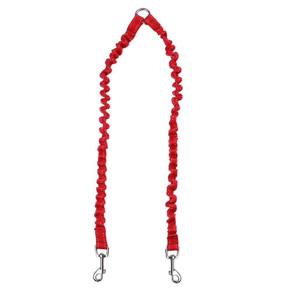 Hundeleine, Doppelte Hundeleine, rote Hundekoppelleine, doppelte, Bungee-elastisch, Zwei Hundeleinen-Splitter