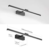 Klighten Luce Specchio Bagno Led 60cm Girevole di 180°, 18W 1170 Lumen, Impermeabile IP44 Lampada da Specchio Bagno, Applique Bagno Specchio Moderno, Bianco Freddo 5500K, Nero - 5