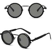 Polarized Sunglasses Adjustable Tint, 1-9 Gear Manual Dimming, ND Filter UV400 Round Metal Frame