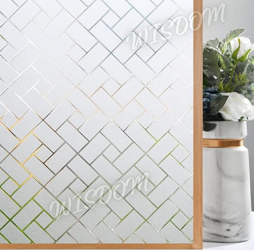 Image of WISDOM Window Glass Frosted Film Sticker for Home /Office Decorative Film 16x200 Rechtangle