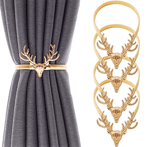 4Pack Christmas Curtain Tiebacks Aluminum Alloy Spring Design Curtain Holdback Leaf Carving Design Curtain Ties for Drapes Curtain Ties Backs Curtain Modern Style Curtain Holdback Decor