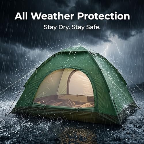 Image of EYUVAA LABEL Camping Tent for 8 Person Waterproof Portable Outdoor Dome Tent with Carry Bag Easy Setup Lightweight for Hiking, Picnic & Travelling