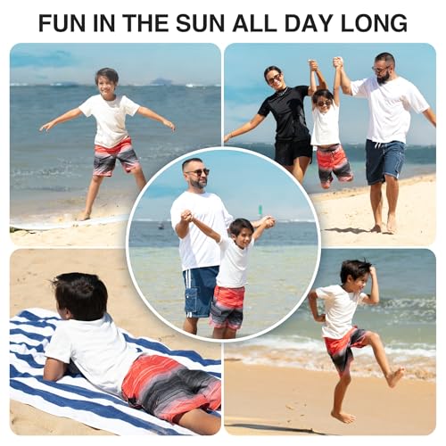 Image of Kanu Surf Boys' Victor Stripe Quick Dry Beach Board Shorts Swim Trunk