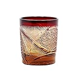 JINZHI Japanese style Edo Kiriko Color Drinking Glass 9 OZ Amber Red Crystal Whisky Glass Scotch Glasses