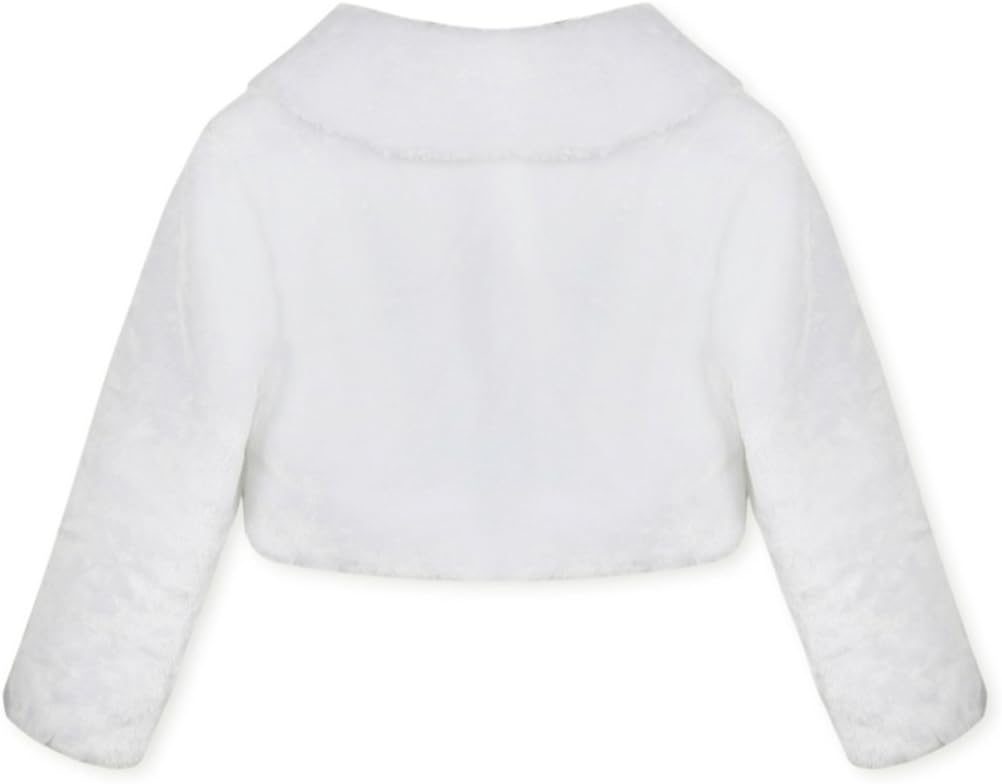 JanJean Kids Little Girls Dress Coat Faux Fur Bolero Jacket Princess Shrug Bridesmaid Wedding Birthday Baptism Jacket