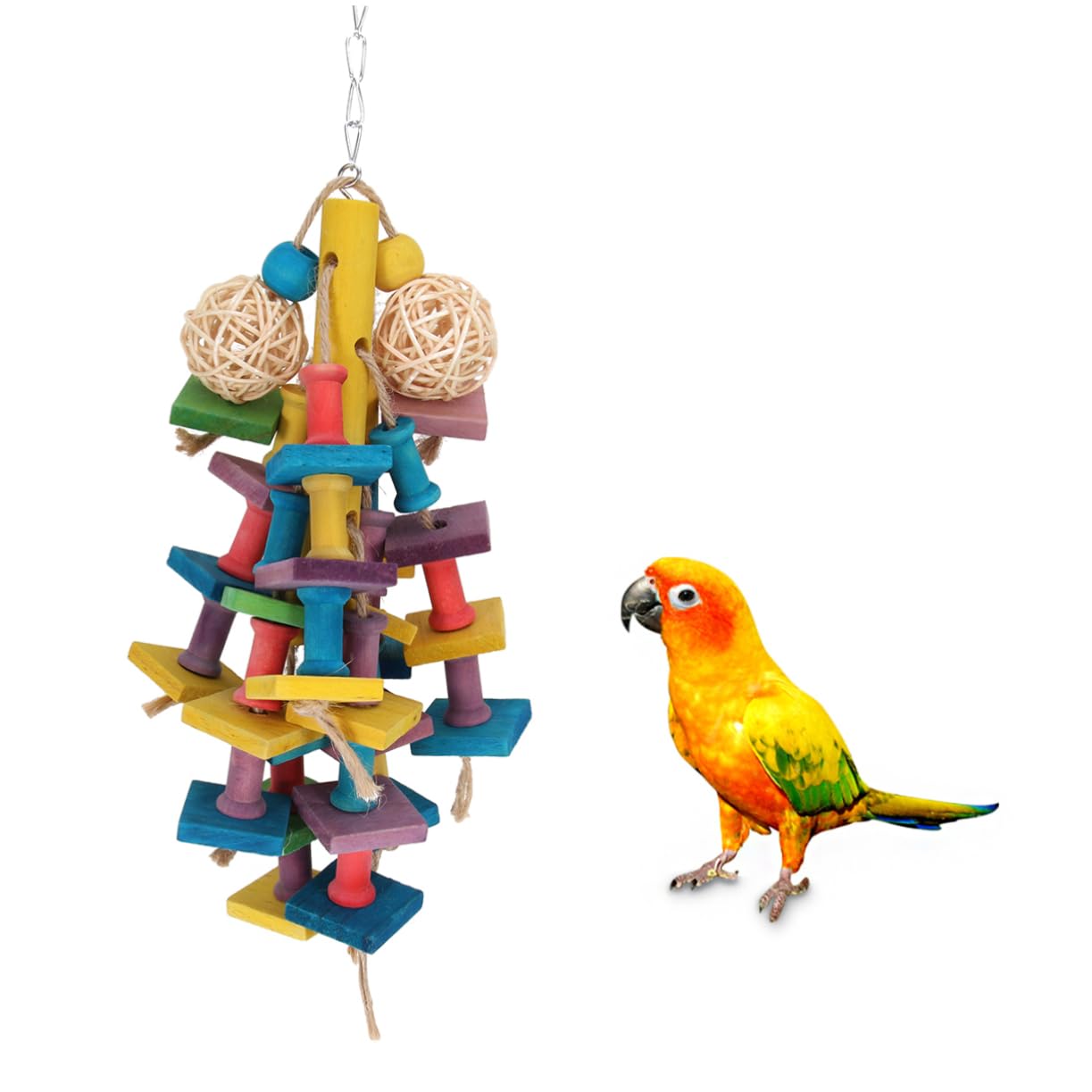 DOITOOL 3 Piezas Juguetes para Pájaros Juguete De Jaula para Loros Juguete para Morder Loro Accesorios para Jaulas De Pájaros Juguete Columpio para Pájaros Jaula De Loros Bambú Mascota