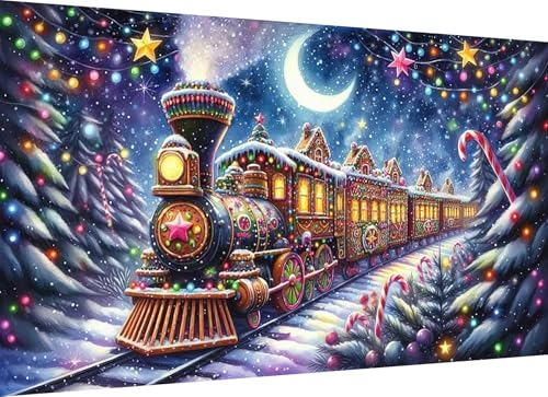 ijbnhd Large Diamond Painting Kits for Adults Christmas Train 16X 28 inch
