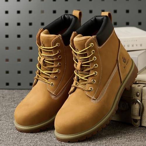 Waterproof Steel Toe Classic UPGRADED Work Boots For Men Industrial&Construction Insulated Safety Shoes Breathable Performance Fashion Hiking Footwear EH Tan 6 Inch4