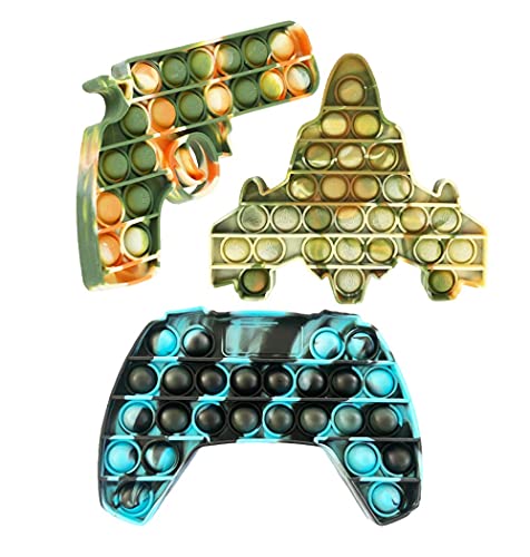 Cool Tie-dye Push Pop Bubble Fidget Toys,3 Pack Silicone Squeeze Sensory Toys,Unique Shape Stress Reliever for Autism Special Needs, Funny Office School Game Gift for Kids Adults