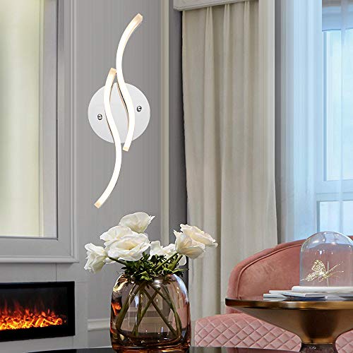 Modern LED Wall Sconces Lighting, Wave Wall Light Fixture, Indoor Wireless Curved Arc Acrylic Wall Lamp Chrome Finish for Living Room Bedroom Bathroom Mirror Hallway Garage Porch